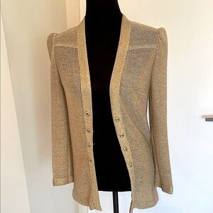 VINTAGE 1970’s Gold open style Cardigan in Gold Size small Vintage size 10